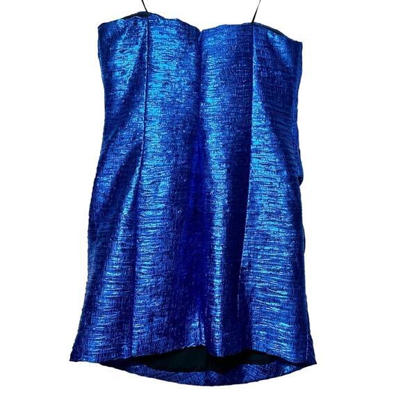 Ronny Kobo Ray Dress in Cobalt Blue Size XS/S Metallic Bows Bodycon Feminine - Picture 3 of 12